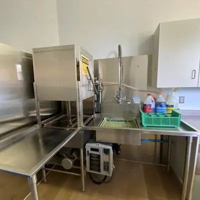 Image shows dishwasher inside the Dorset Recreation Centre kitchen. 