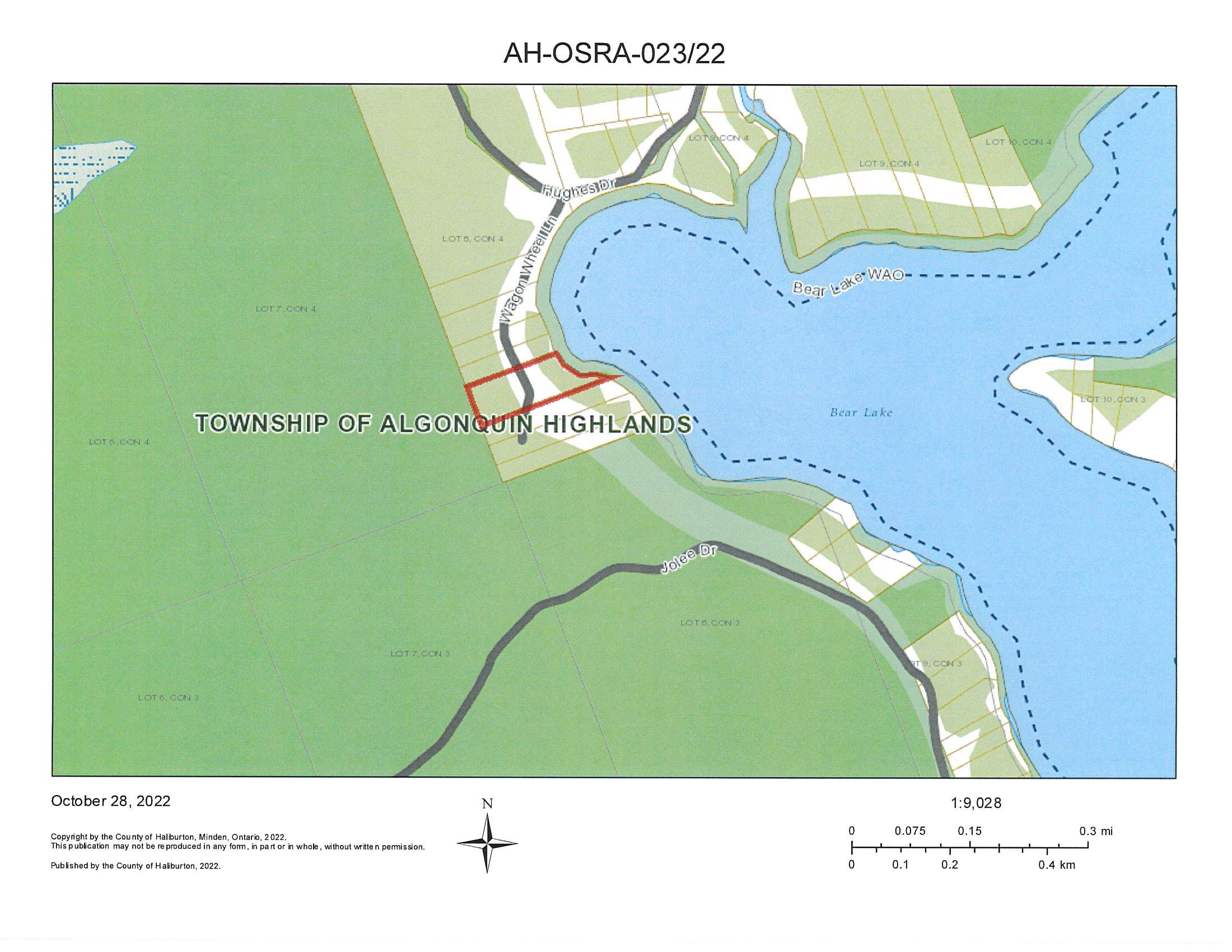 Image shows planning map highlighting a waterfront property.