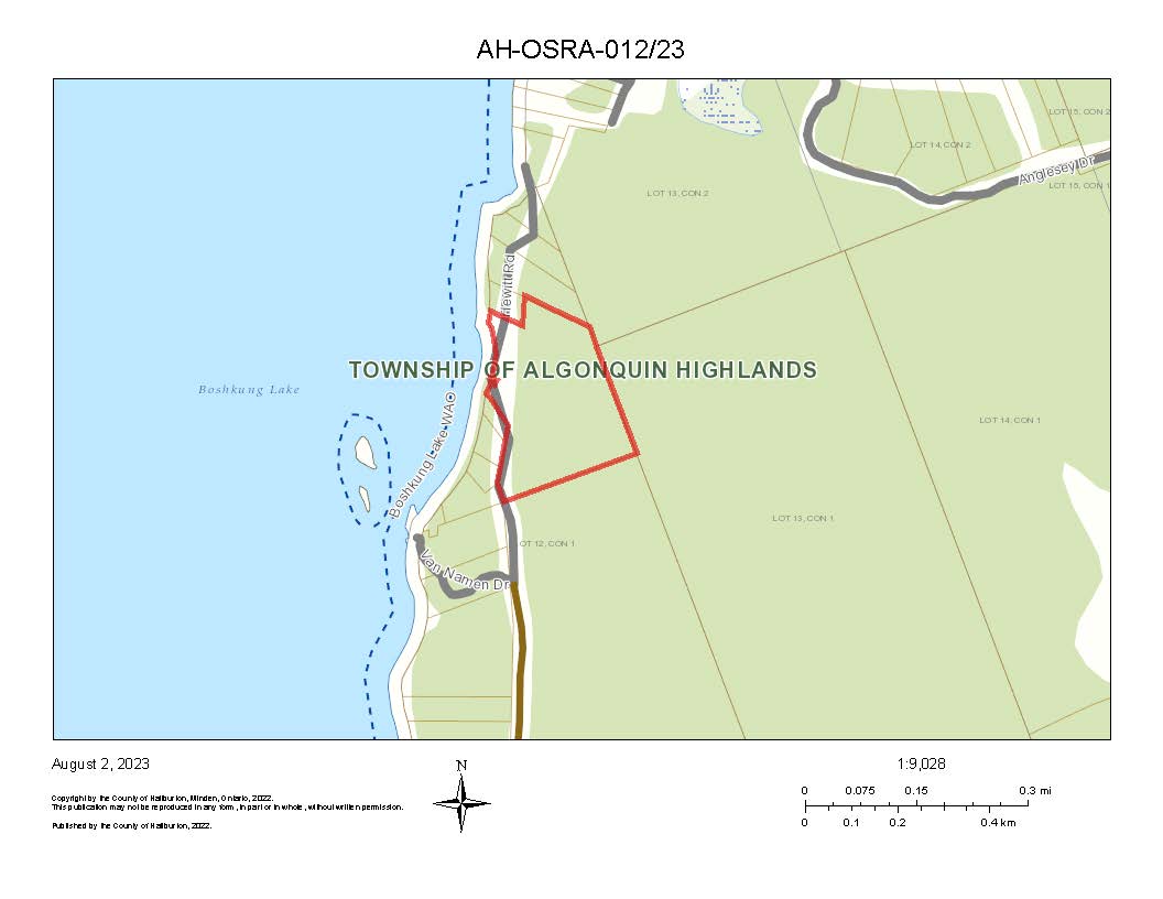 Image shows a map of shoreline property.