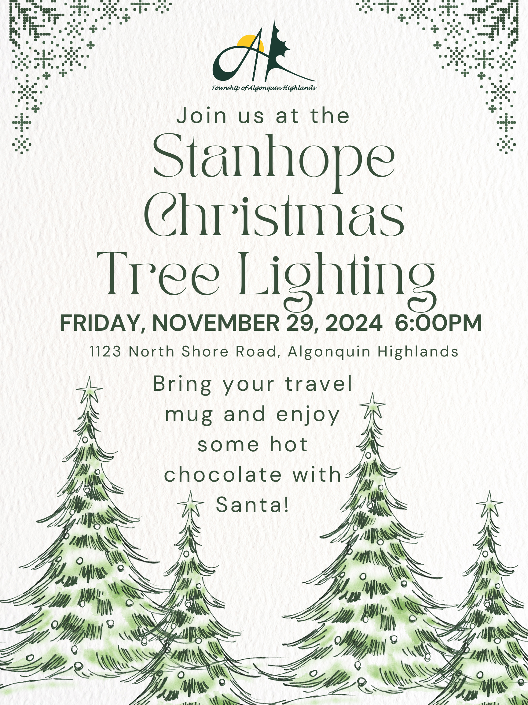 Image shows poster for tree-lighting celebration.