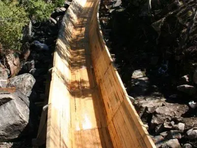 Image shows the new log chute, completed. 