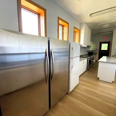 Image shows picture of the kitchen inside the Dorset Recreation Centre. 