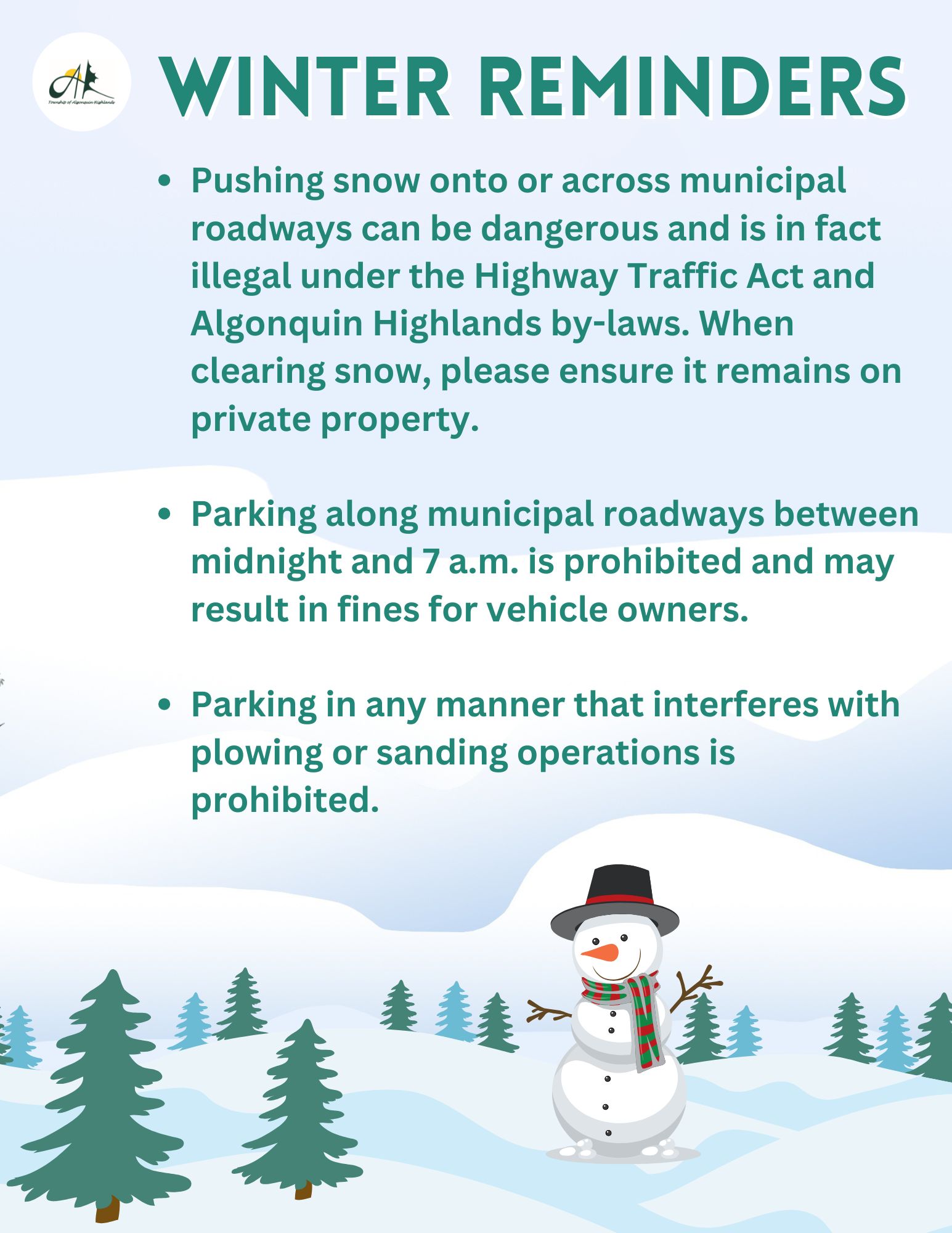 Image show winter parking reminders.